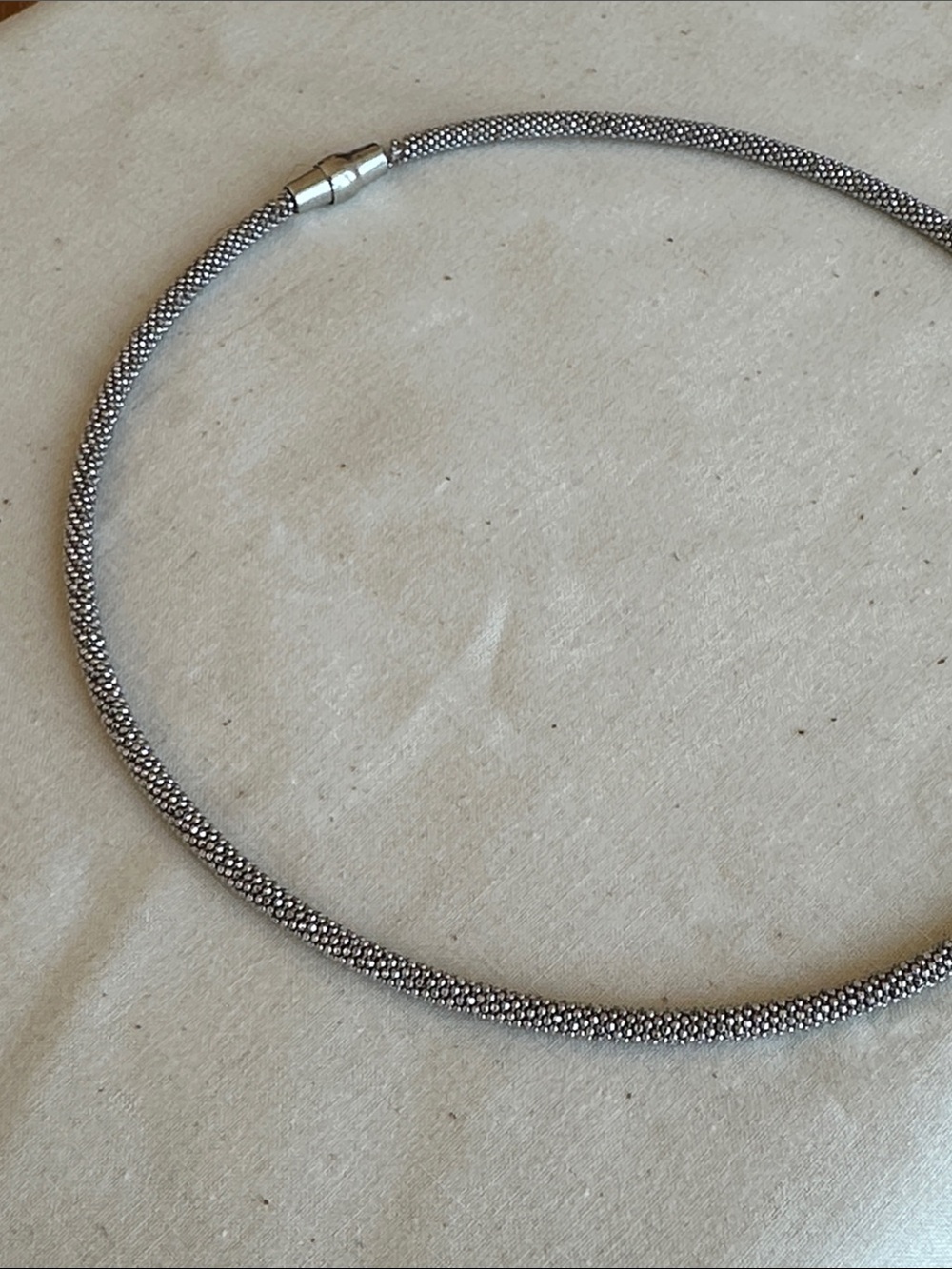 Shimmery Sterling Silver Mesh Choker Necklace- 925 Made in Italy - Picture 6 of 9